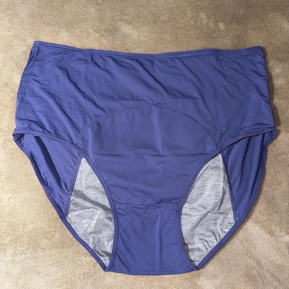 Blue plus size Menstrual panties. High front and back protection. XL to XXL